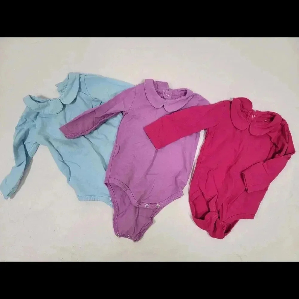 Primary 3-Pack Baby Bodysuits - Soft Cotton with Collar 6-9MO
